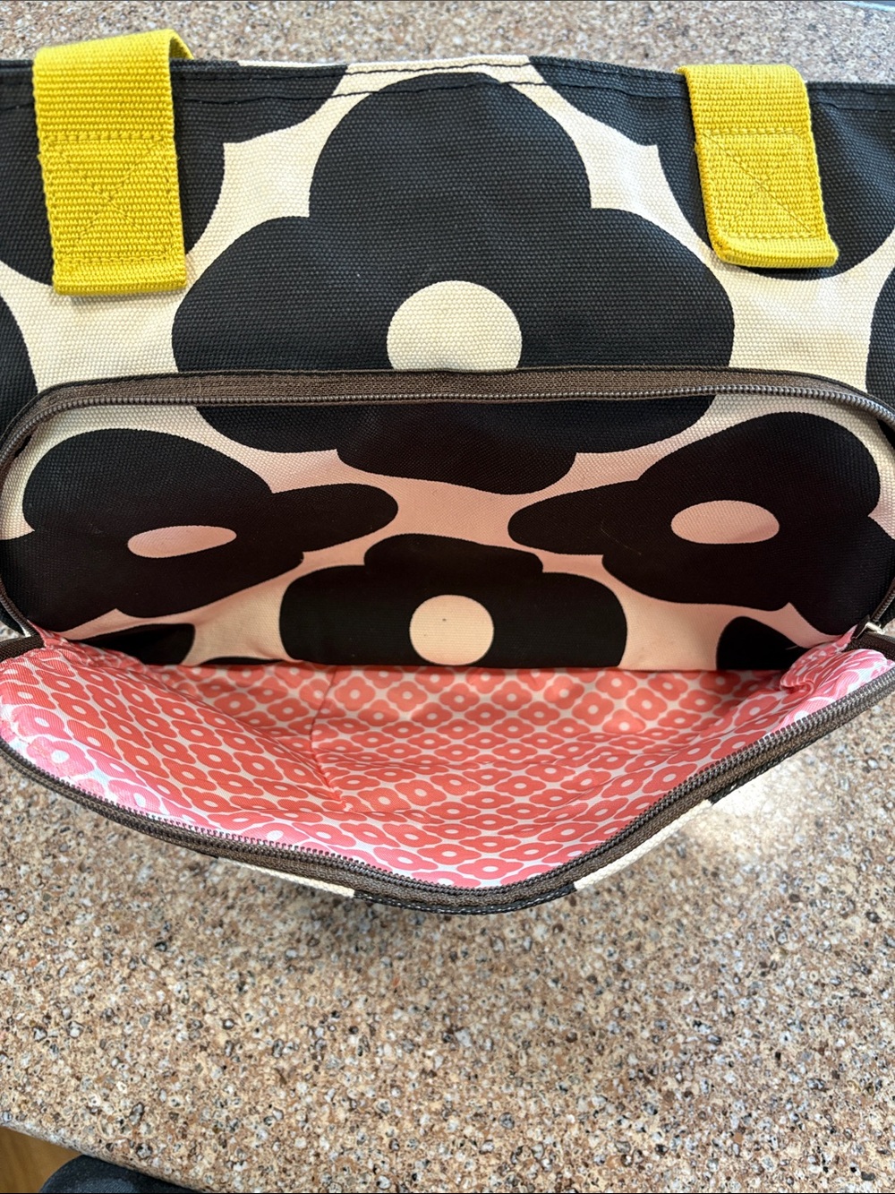 Orla Kiely for Target floral tote, yellow straps & bright patterned interior. - Picture 8 of 14